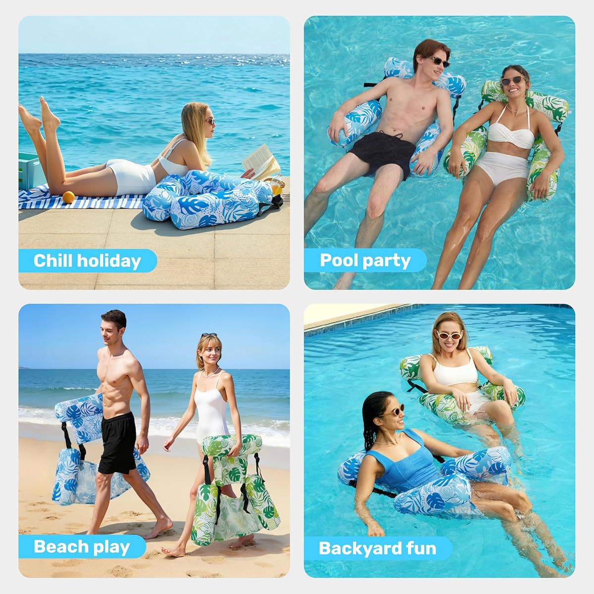 🌴 Inflatable Adjustable Floating Pool Hammock
